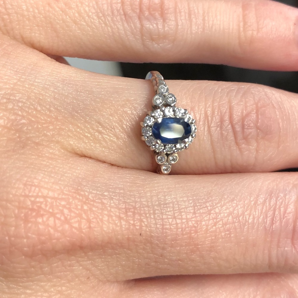Sapphire and Diamond 14kt White Gold Ring